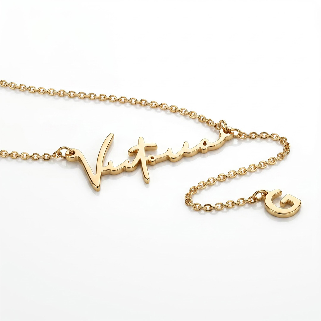 Initial Charm Name Necklace Initial Charm Name Necklace