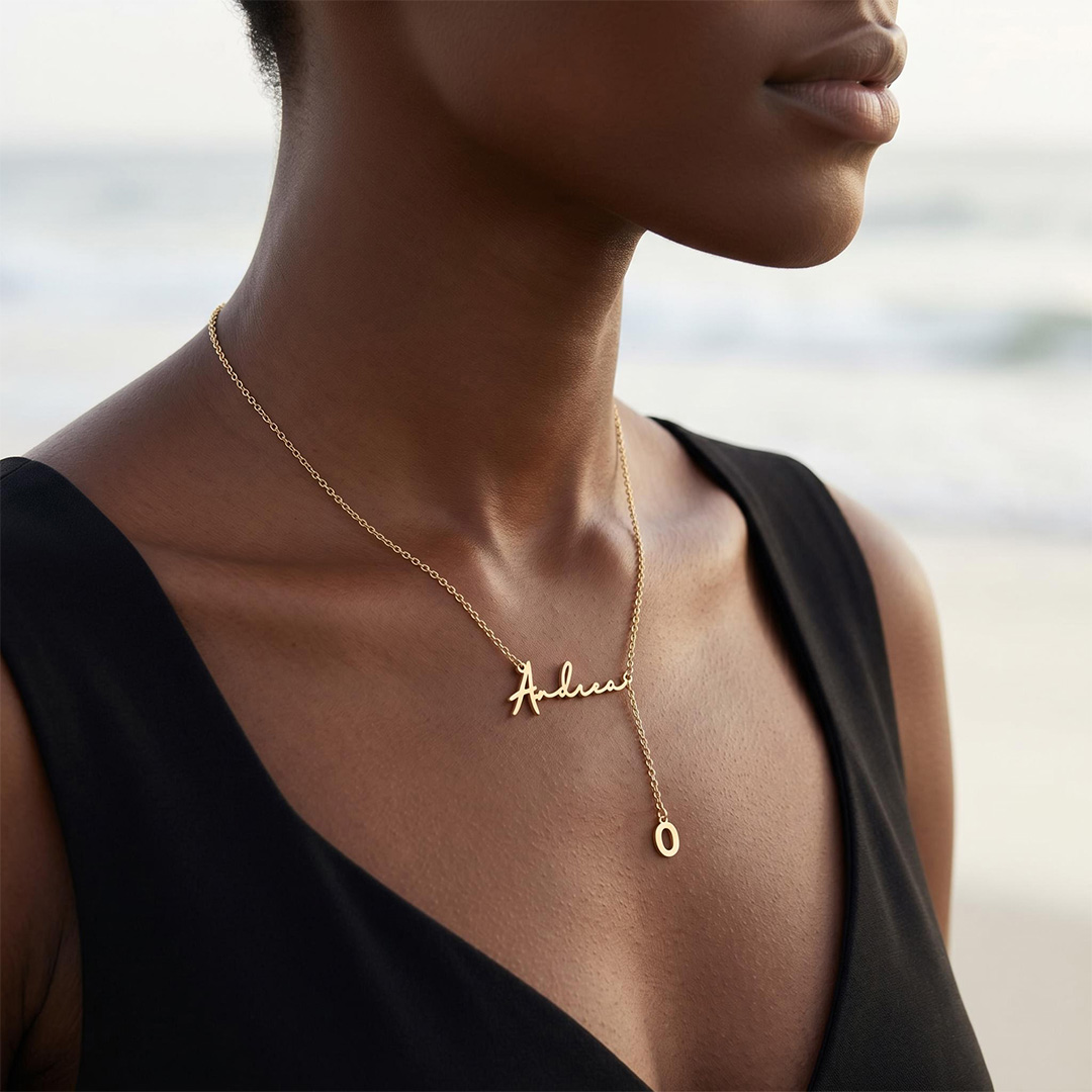 Initial Charm Name Necklace Initial Charm Name Necklace
