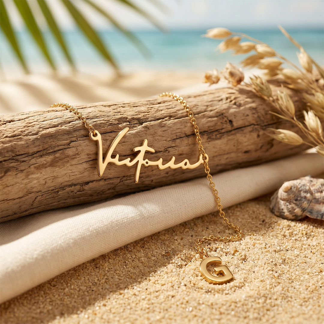 Initial Charm Name Necklace Initial Charm Name Necklace