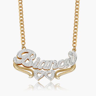 Double Layer Two-tone Heart Name Necklace