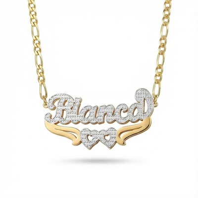 Double Layer Two-tone Heart Name Necklace Double Layer Two-tone Heart Name Necklace