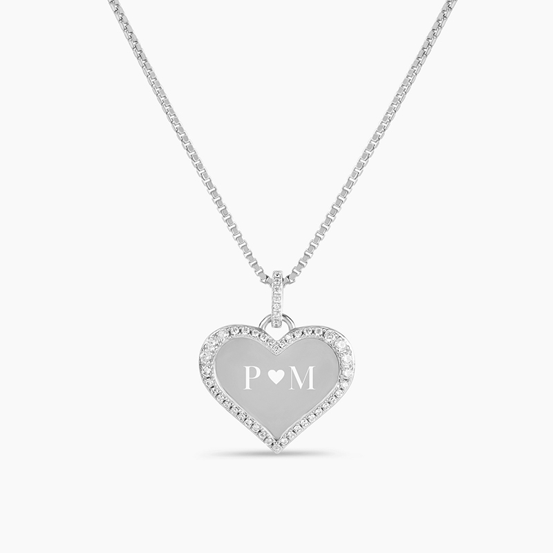 Engraved Diamond Heart Necklace
