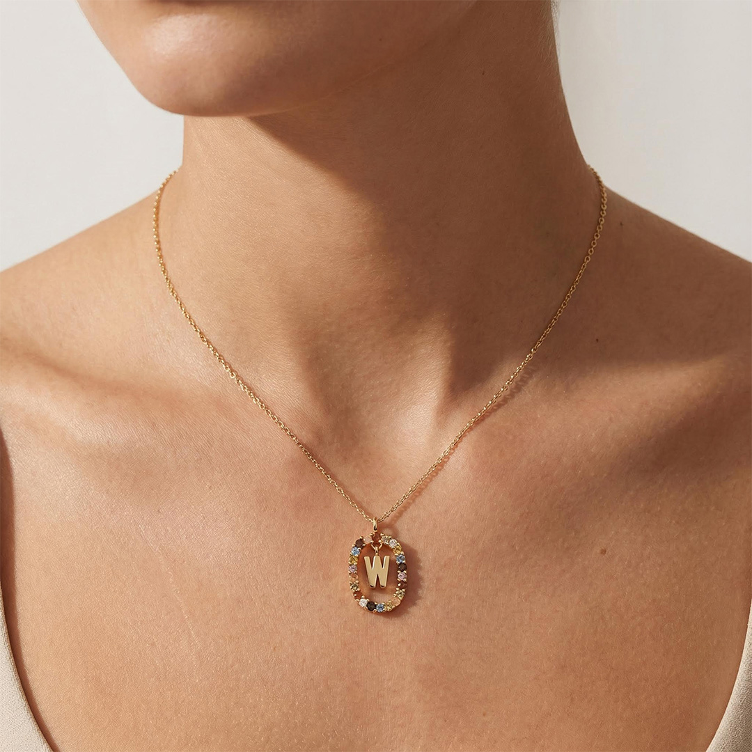 Initial Colored Diamond Necklace