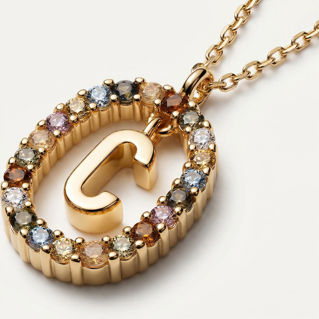 Initial Colored Diamond Necklace