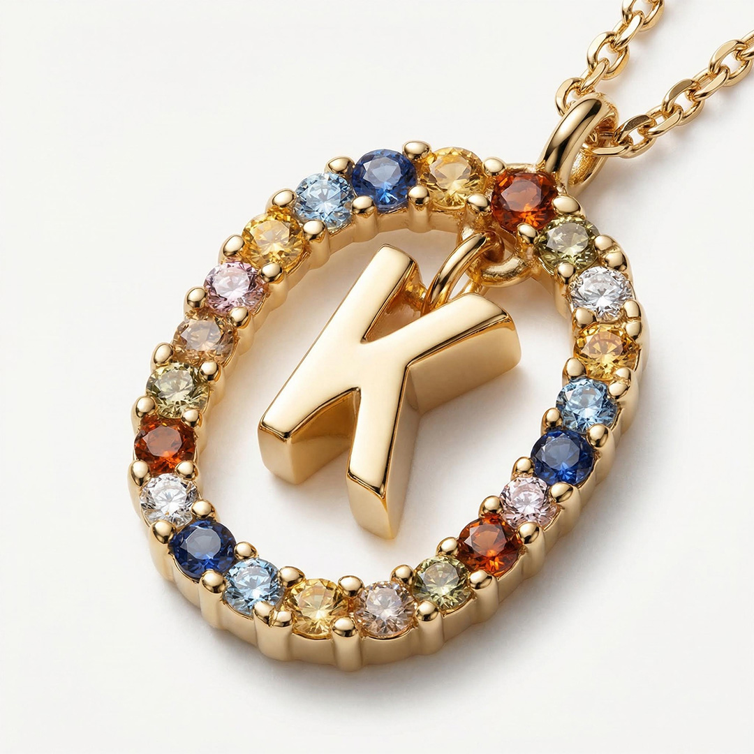 Initial Colored Diamond Necklace