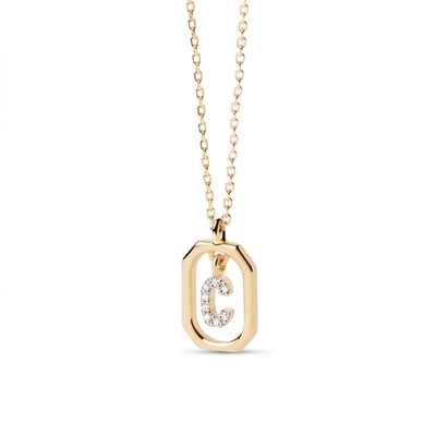 Diamond Initial Octagonal Necklace