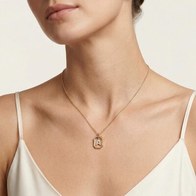 Diamond Initial Octagonal Necklace