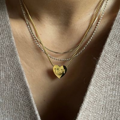 11:11 Gold Heart Necklace