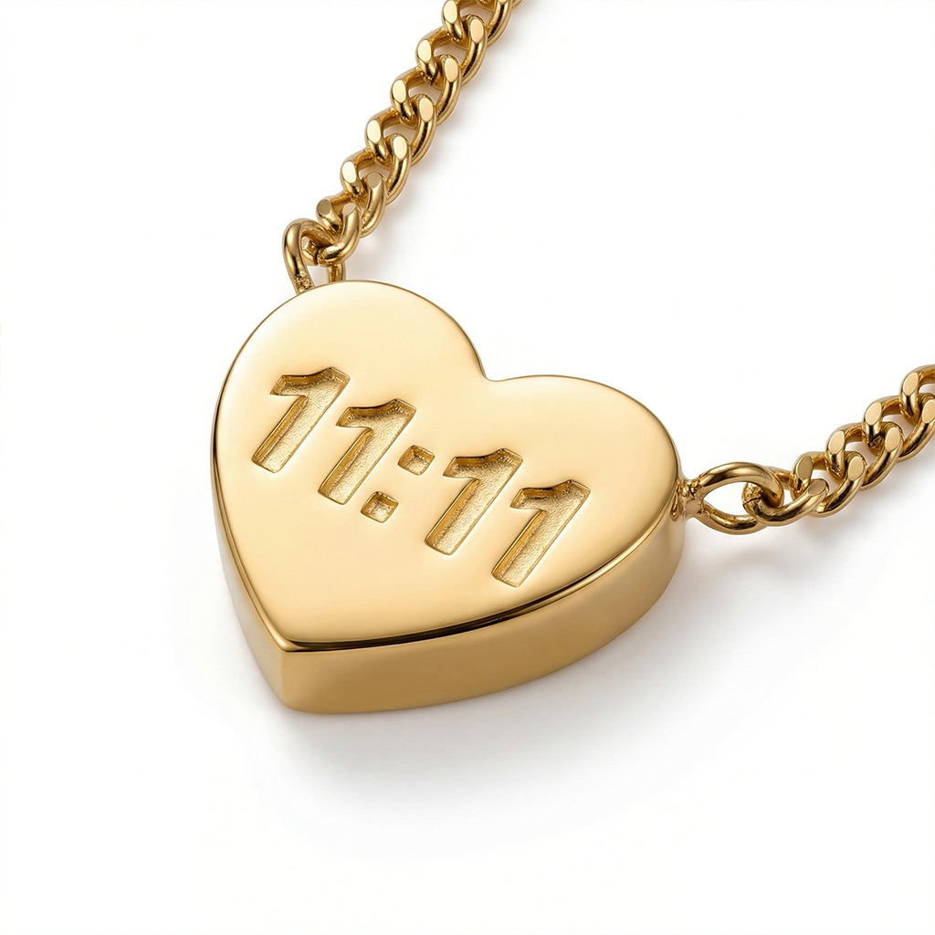 11:11 Gold Heart Necklace