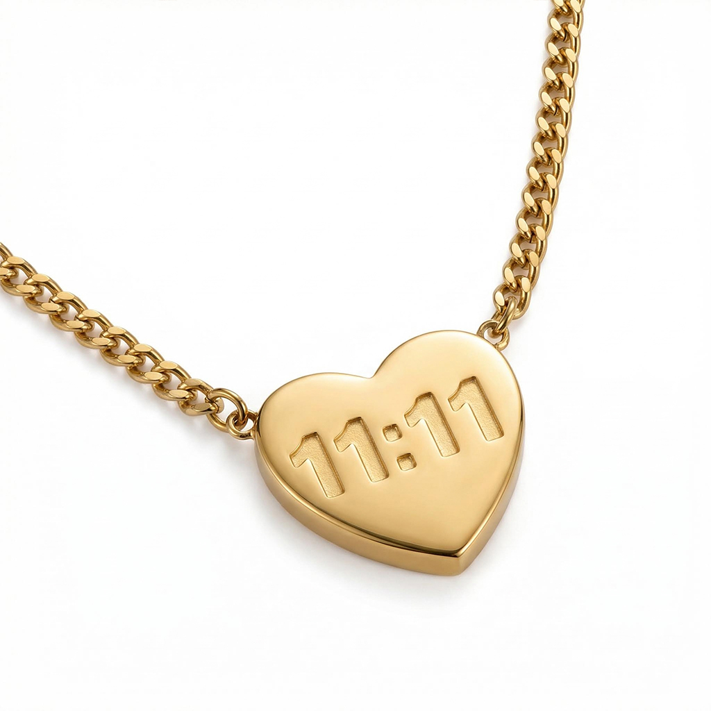 11:11 Gold Heart Necklace