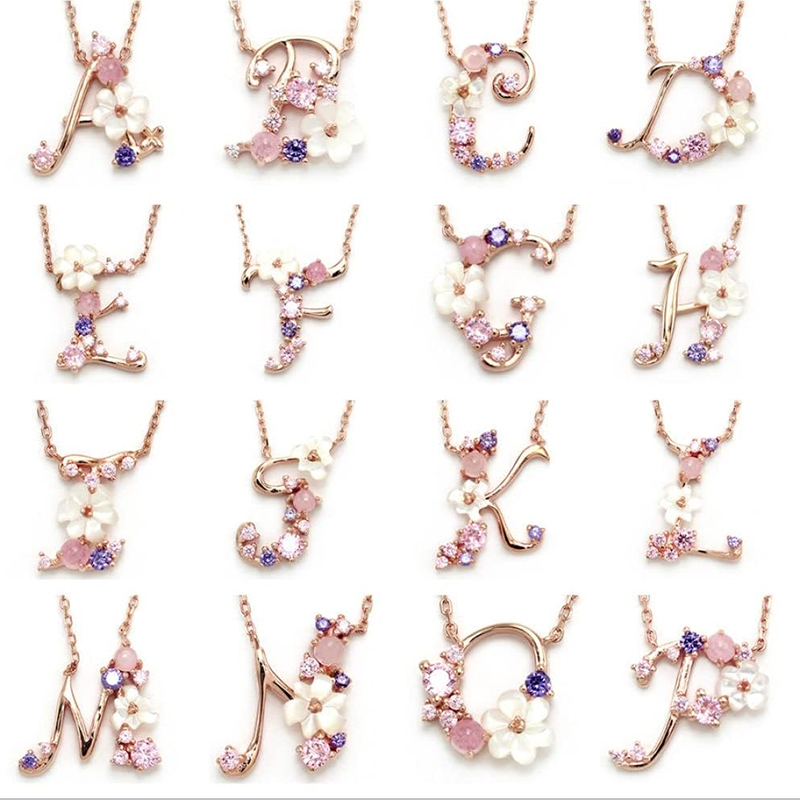 Spring Flower Initial Necklace