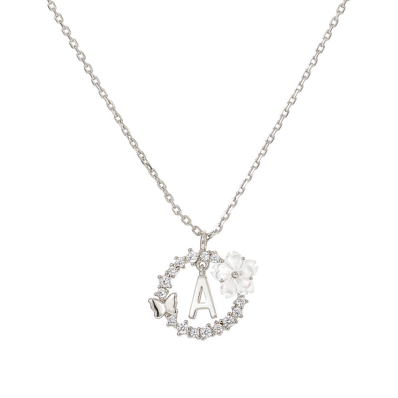 Diamond Spring Flower Initial Necklace