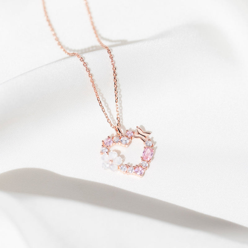 Spring Flower Heart Necklace