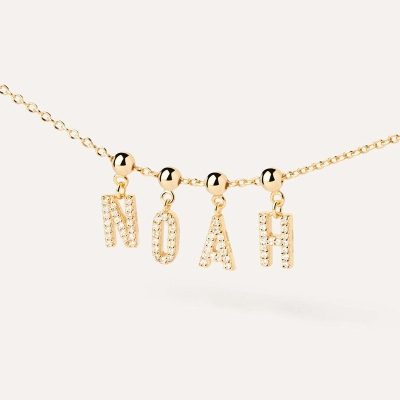 Diamond Letter Charms Necklace