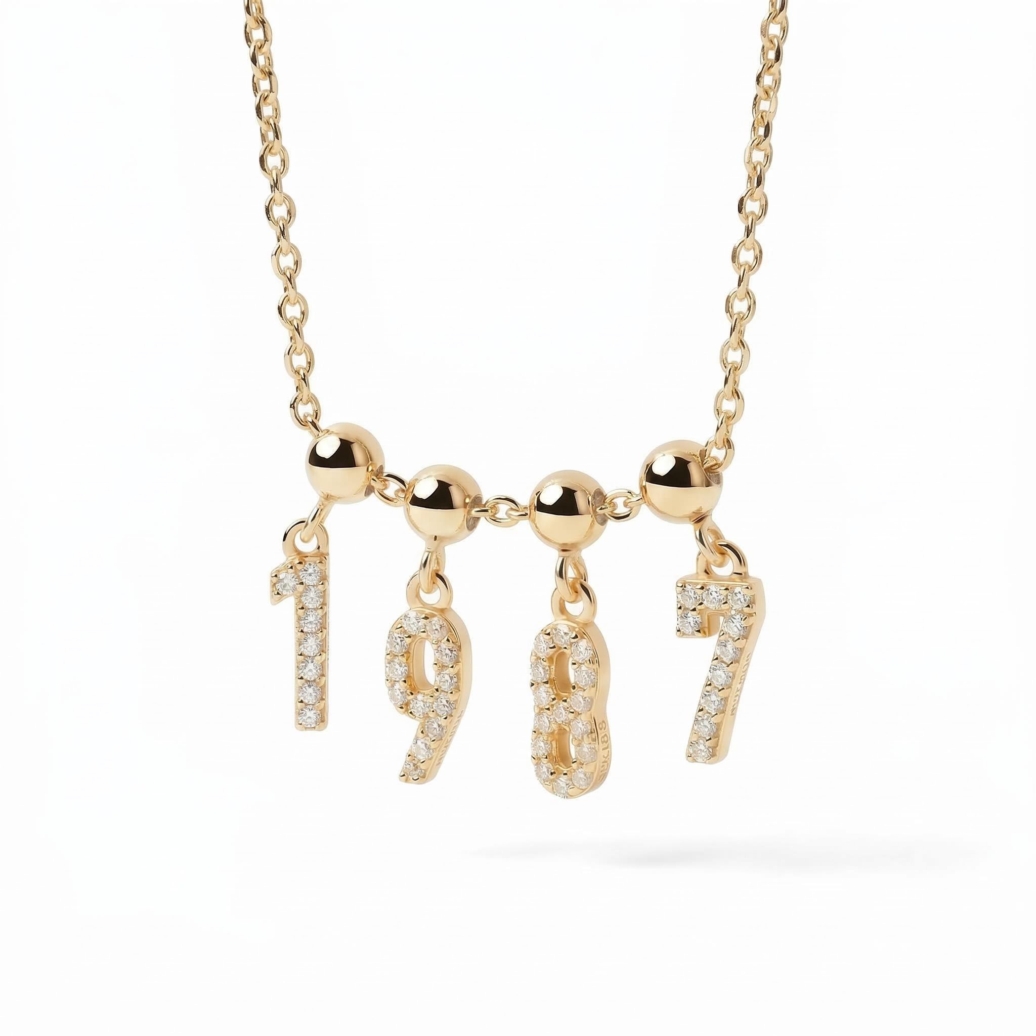Diamond Number Charms Necklace