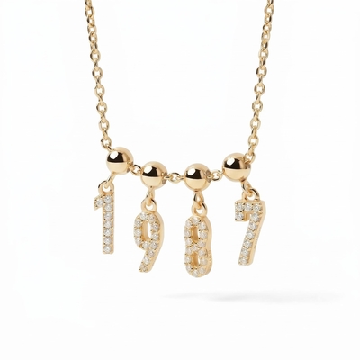Diamond Number Charms Necklace