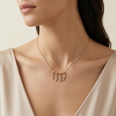 Diamond Number Charms Necklace