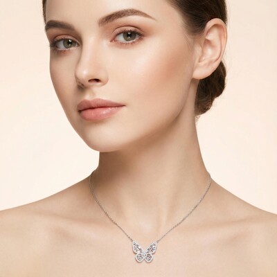 Diamond Hollow Butterfly Necklace