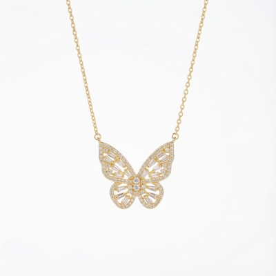 Diamond Hollow Butterfly Necklace