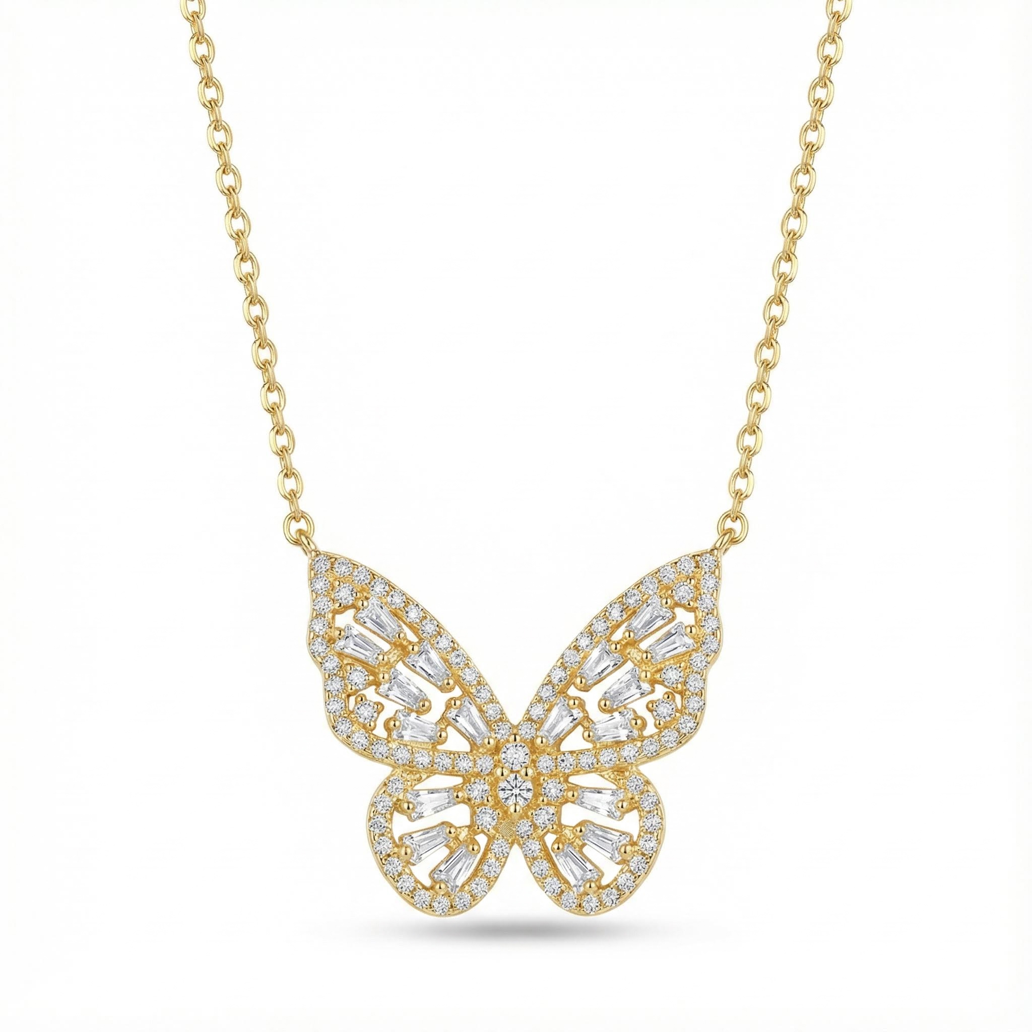 Diamond Hollow Butterfly Necklace