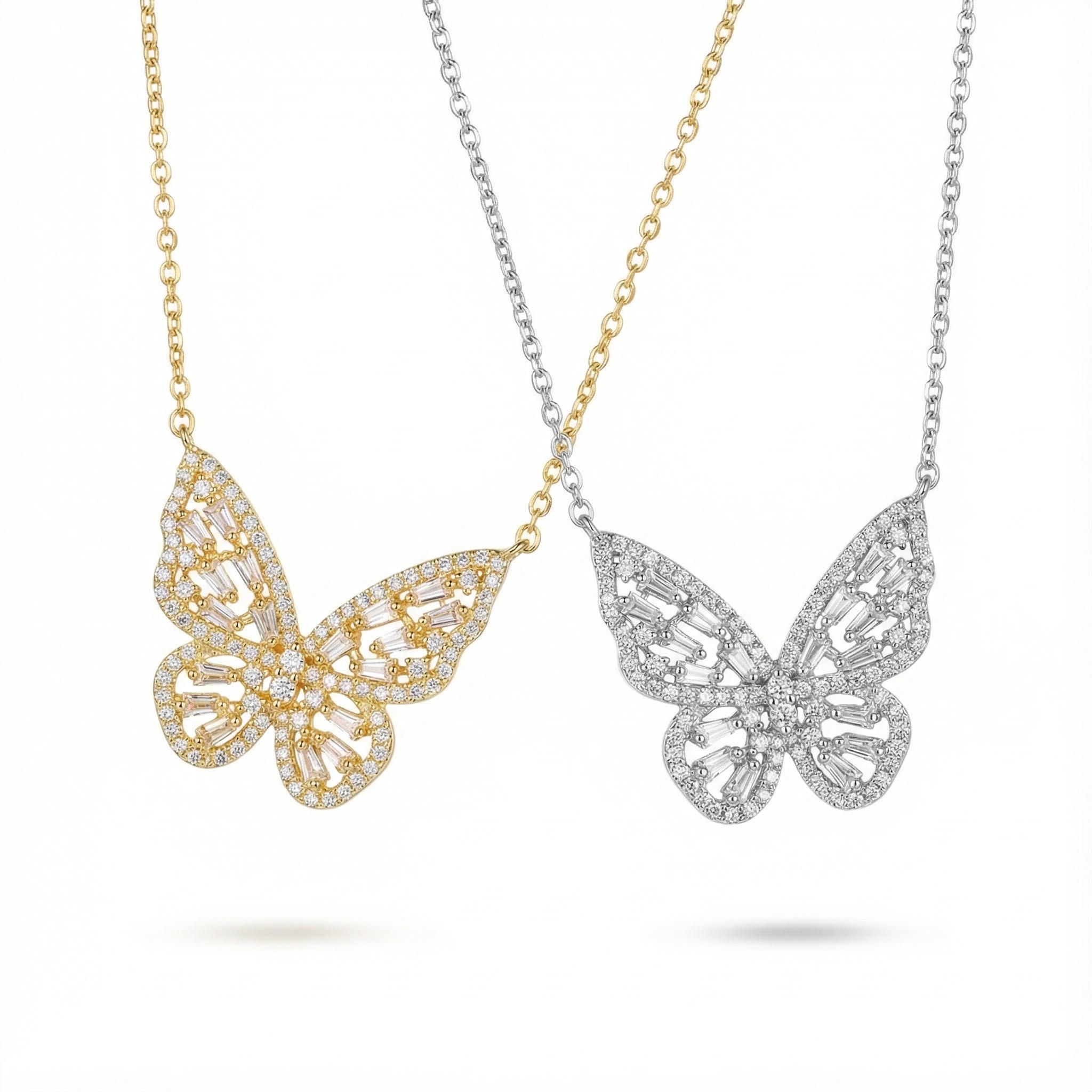 Diamond Hollow Butterfly Necklace