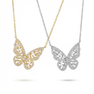 Diamond Hollow Butterfly Necklace