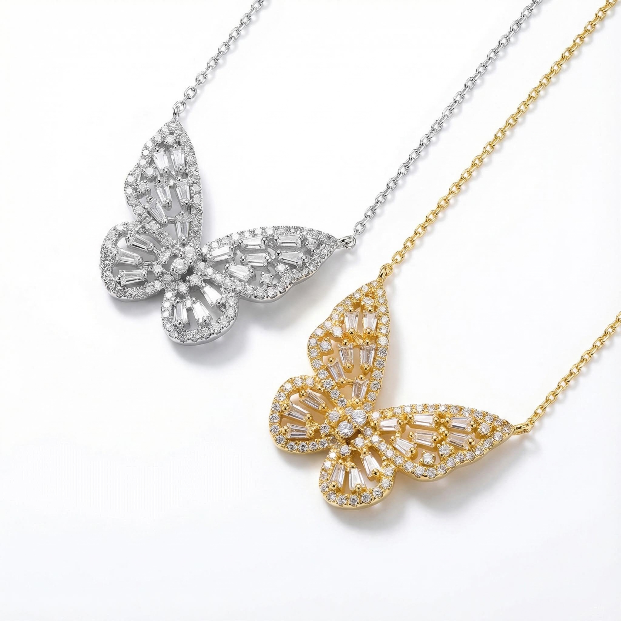 Diamond Hollow Butterfly Necklace
