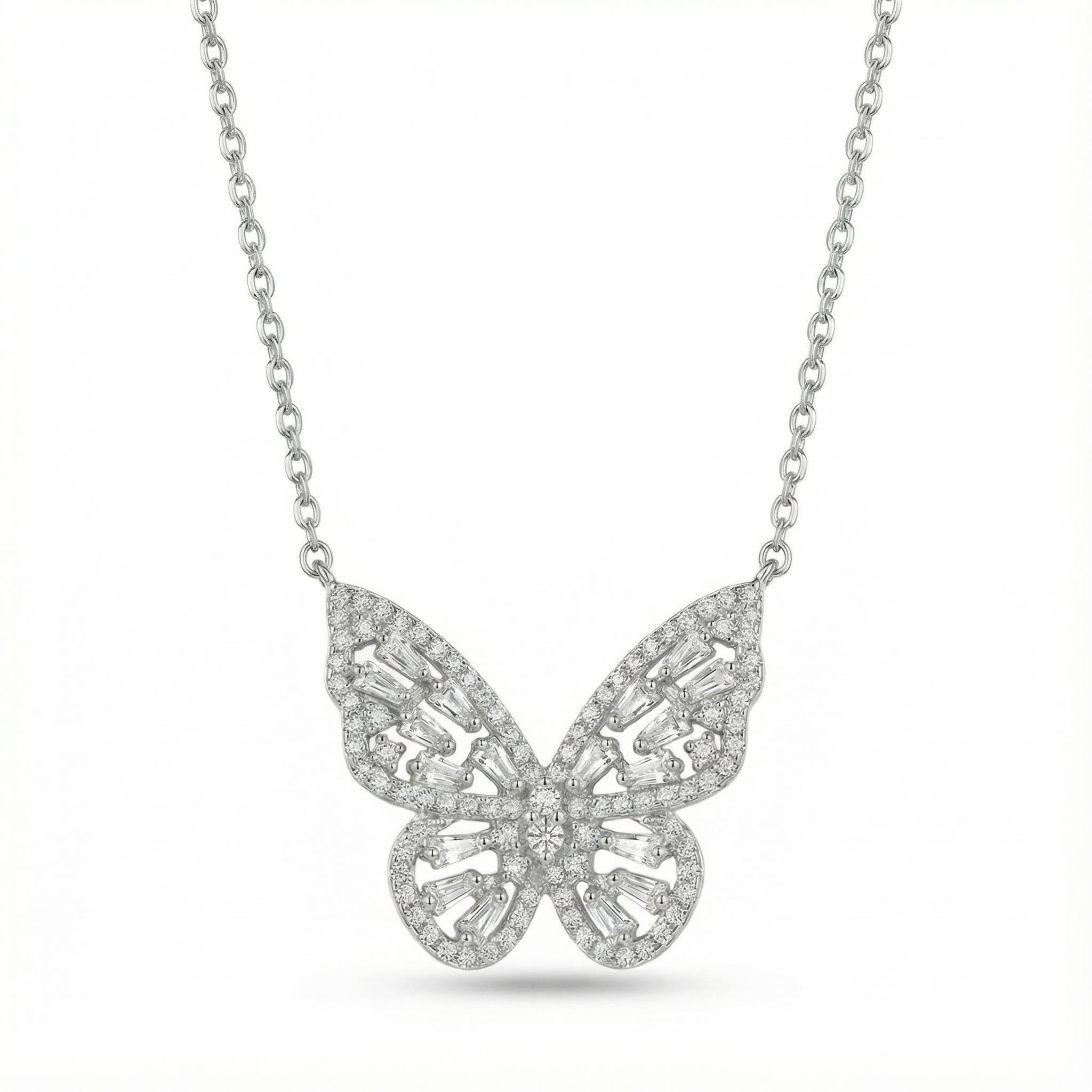 Diamond Hollow Butterfly Necklace