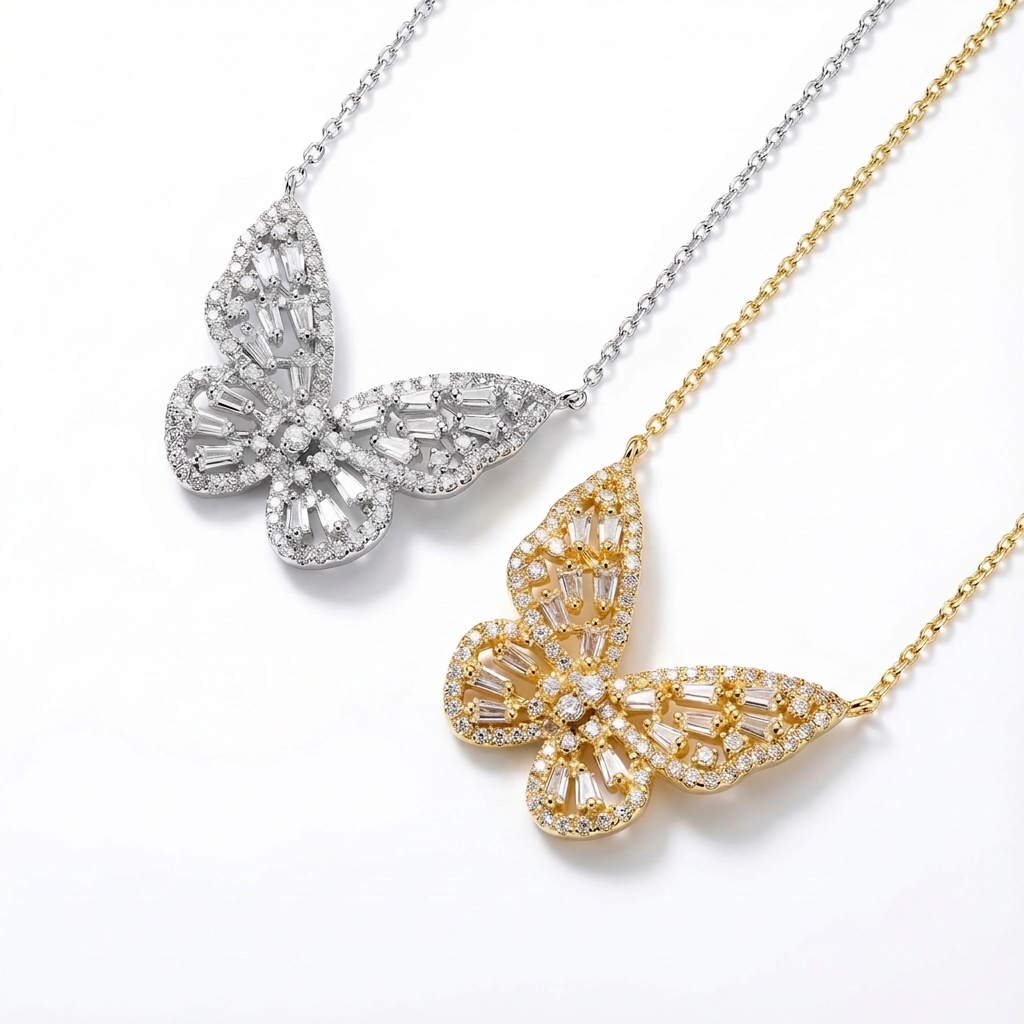 Diamond Hollow Butterfly Necklace Diamond Hollow Butterfly Necklace