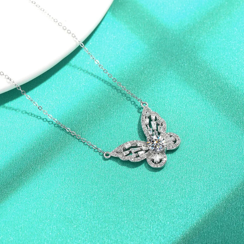 S925 Silver Diamond Hollow Butterfly Necklace