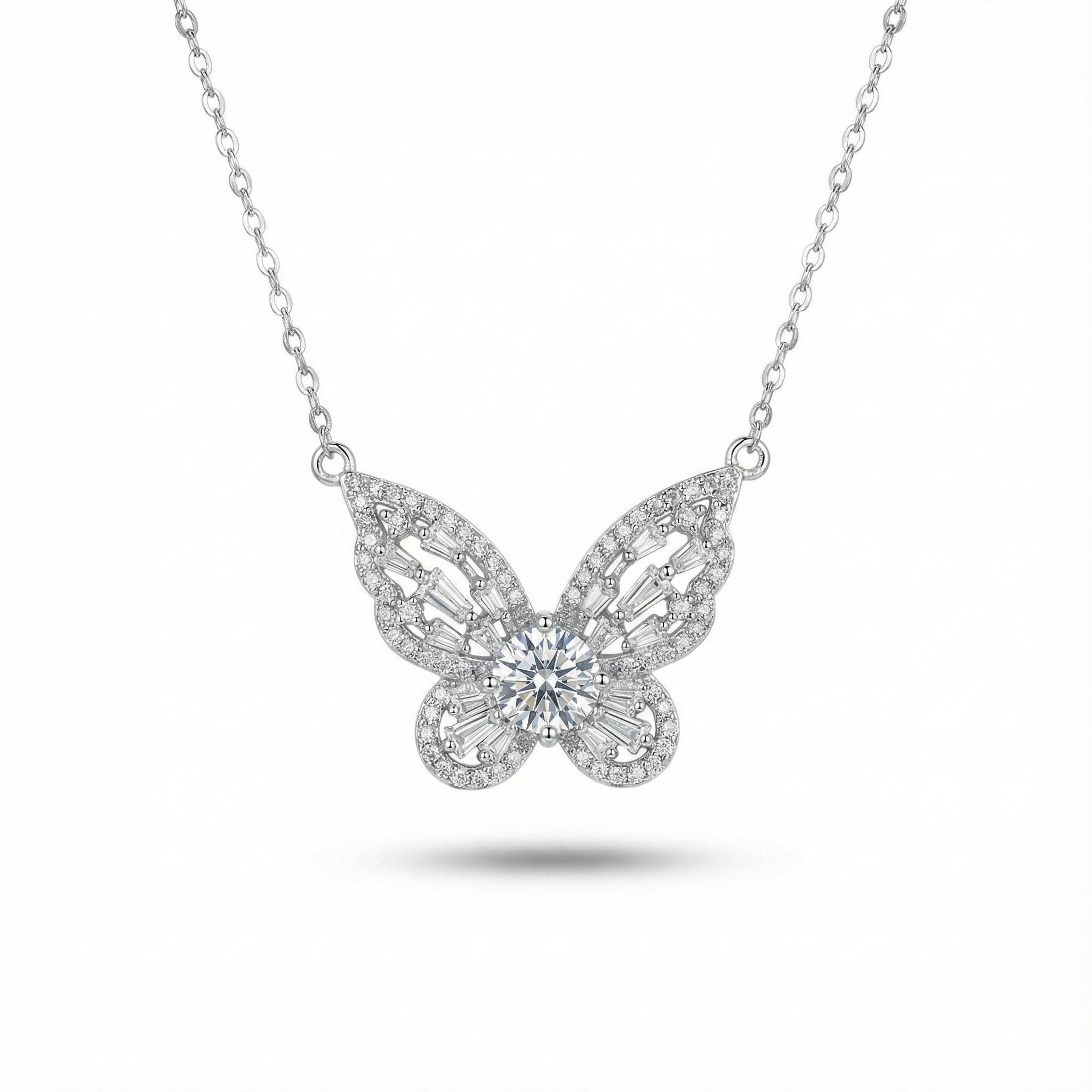 S925 Silver Diamond Hollow Butterfly Necklace S925 Silver Diamond Hollow Butterfly Necklace