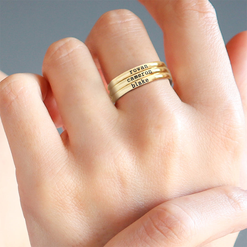 2.5mm Tiny Stackable Name Ring