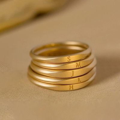 Engraved Letters Frosted Stacked/Couple Ring - 1pcs