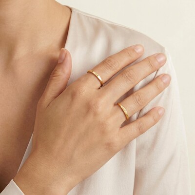 Engraved Letters Frosted Stacked/Couple Ring - 1pcs