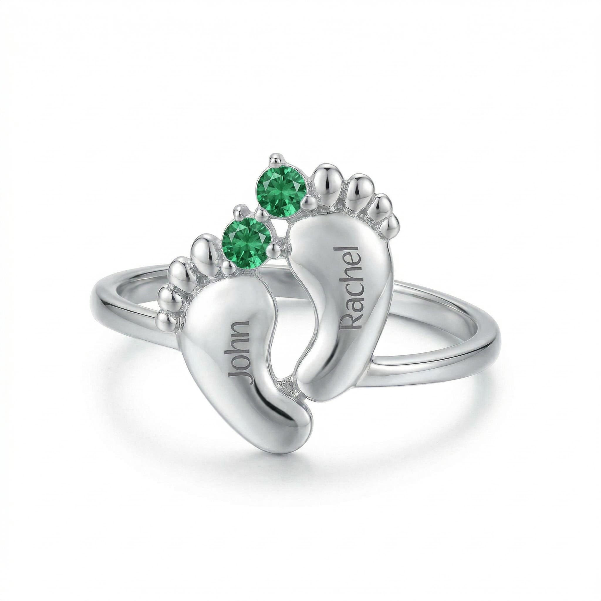 Baby Feet Birthstone Name Ring Baby Feet Birthstone Name Ring