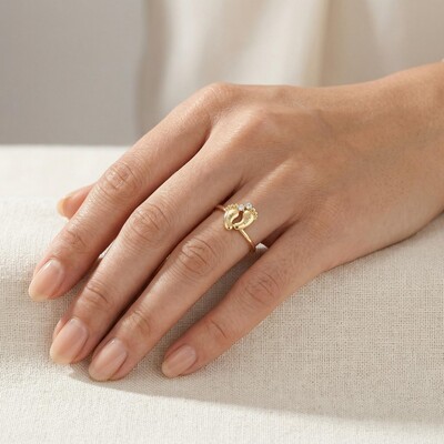Baby Feet Birthstone Name Ring