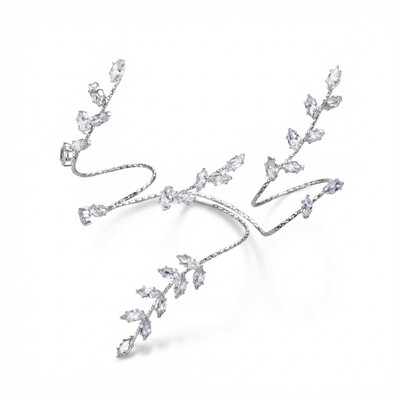 Diamond Leaf Wrapped Open Ring