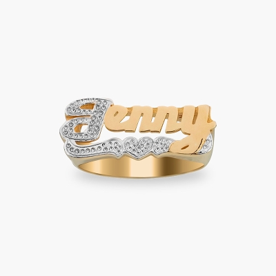Two-tone Script Name Ring
