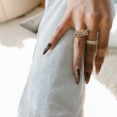 Two-tone Script Name Ring