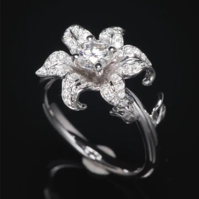 Diamond lily Open Ring