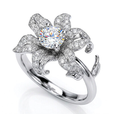 0.77ct. tw. Diamond lily Open Ring