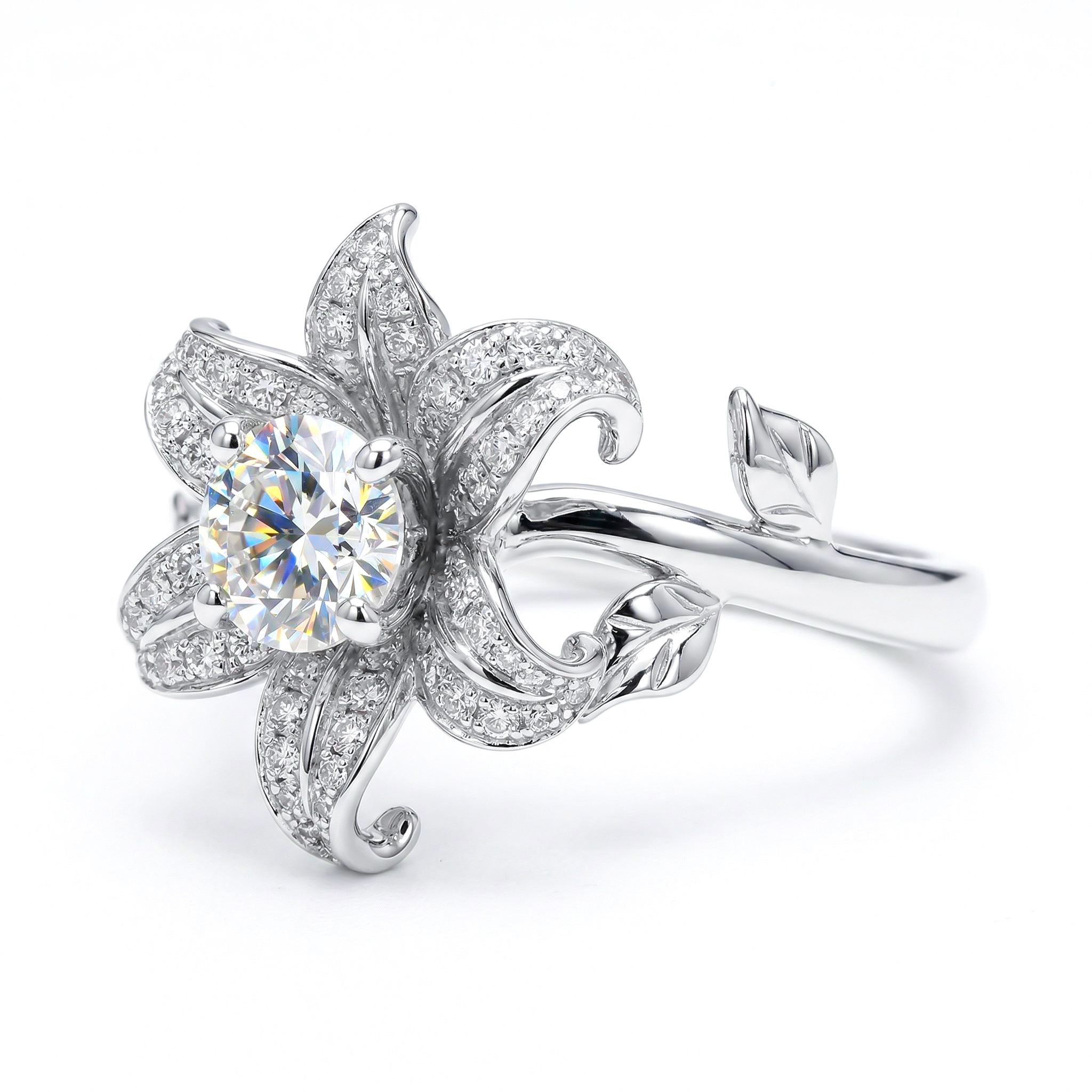 0.77ct. tw. Diamond lily Open Ring