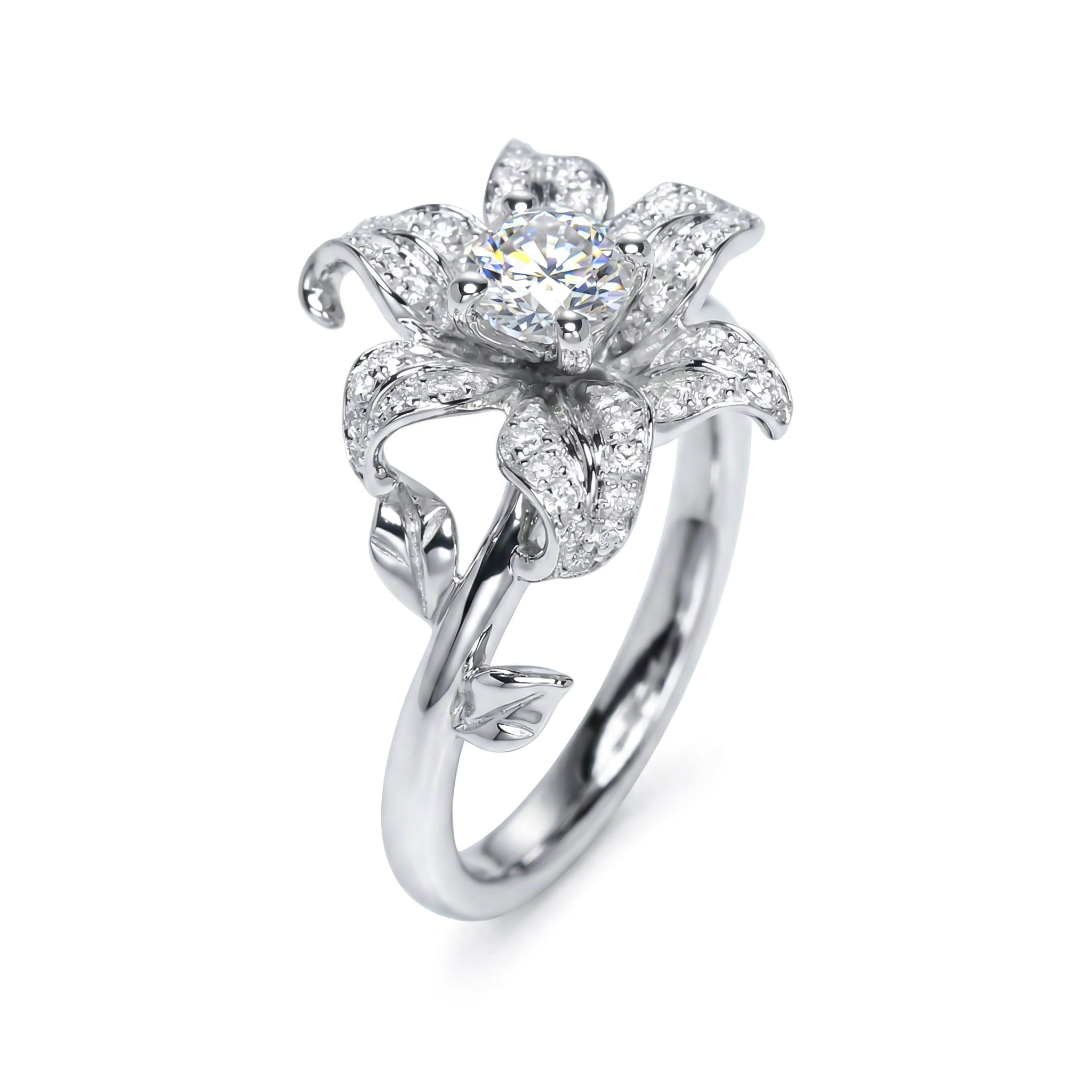 0.77ct. tw. Diamond lily Open Ring