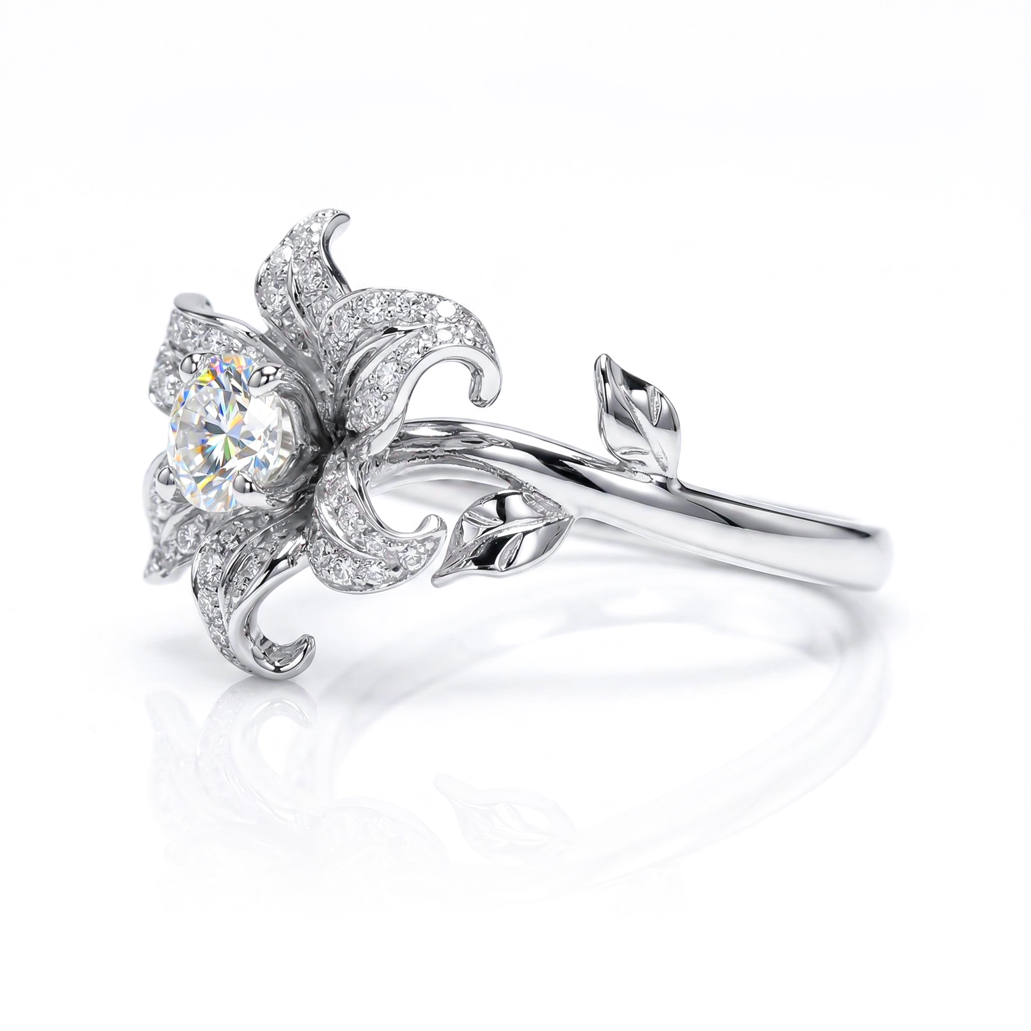 0.77ct. tw. Diamond lily Open Ring