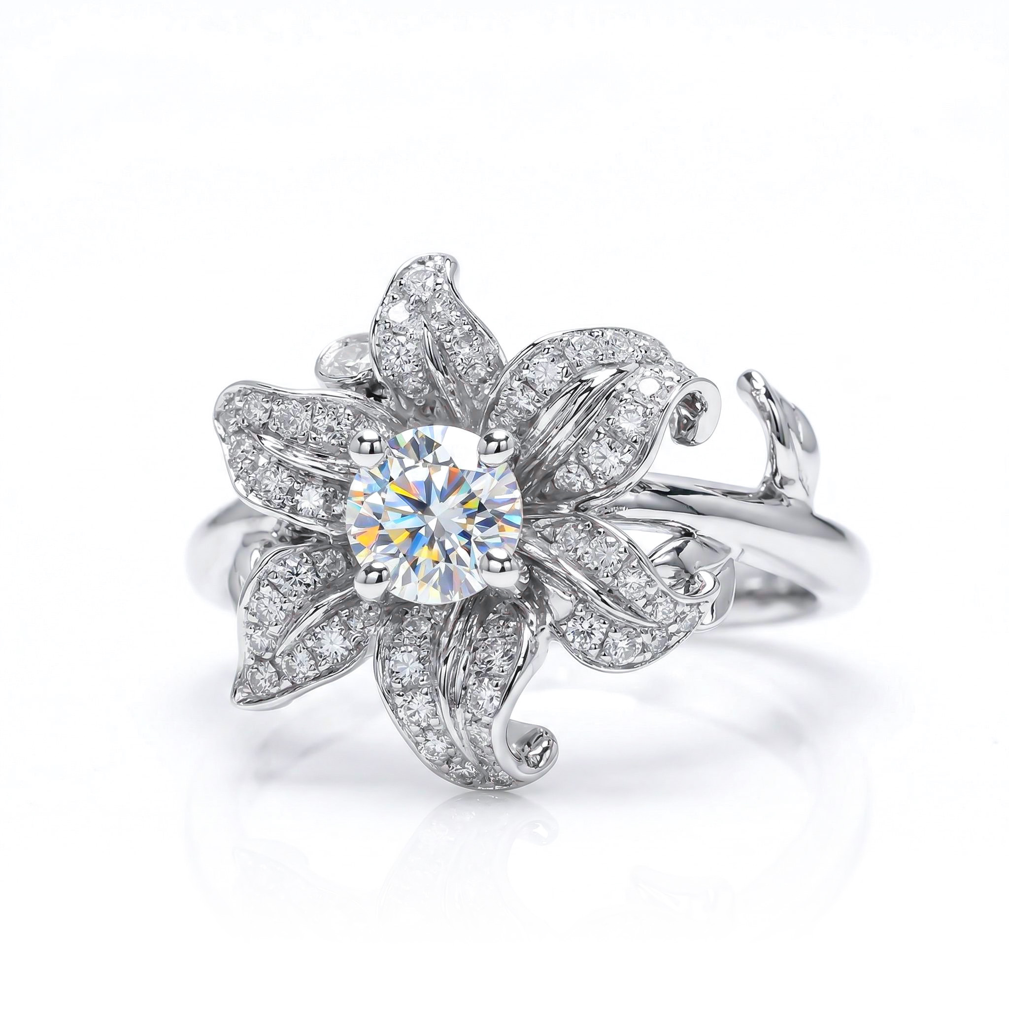 0.77ct. tw. Diamond lily Open Ring