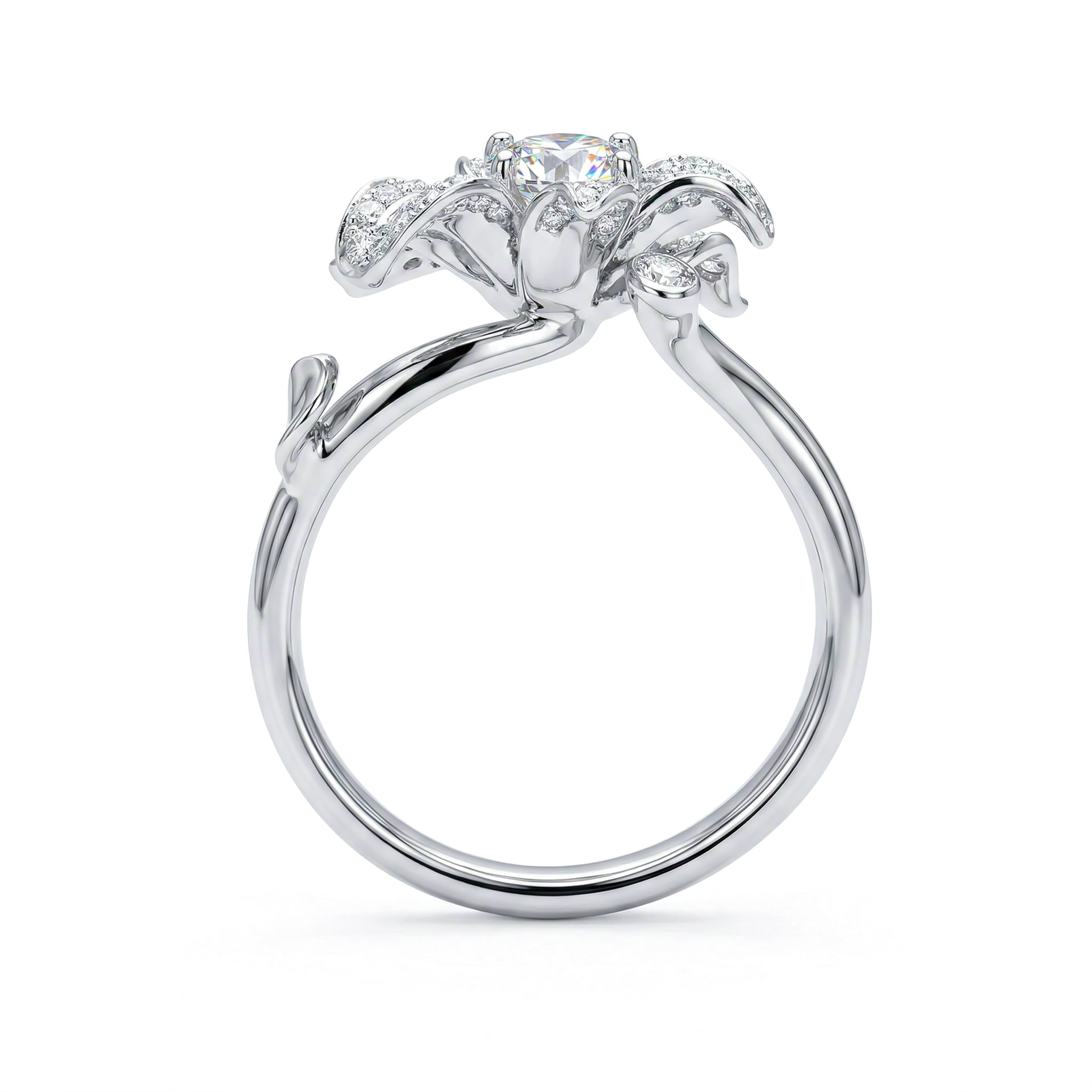 0.77ct. tw. Diamond lily Open Ring