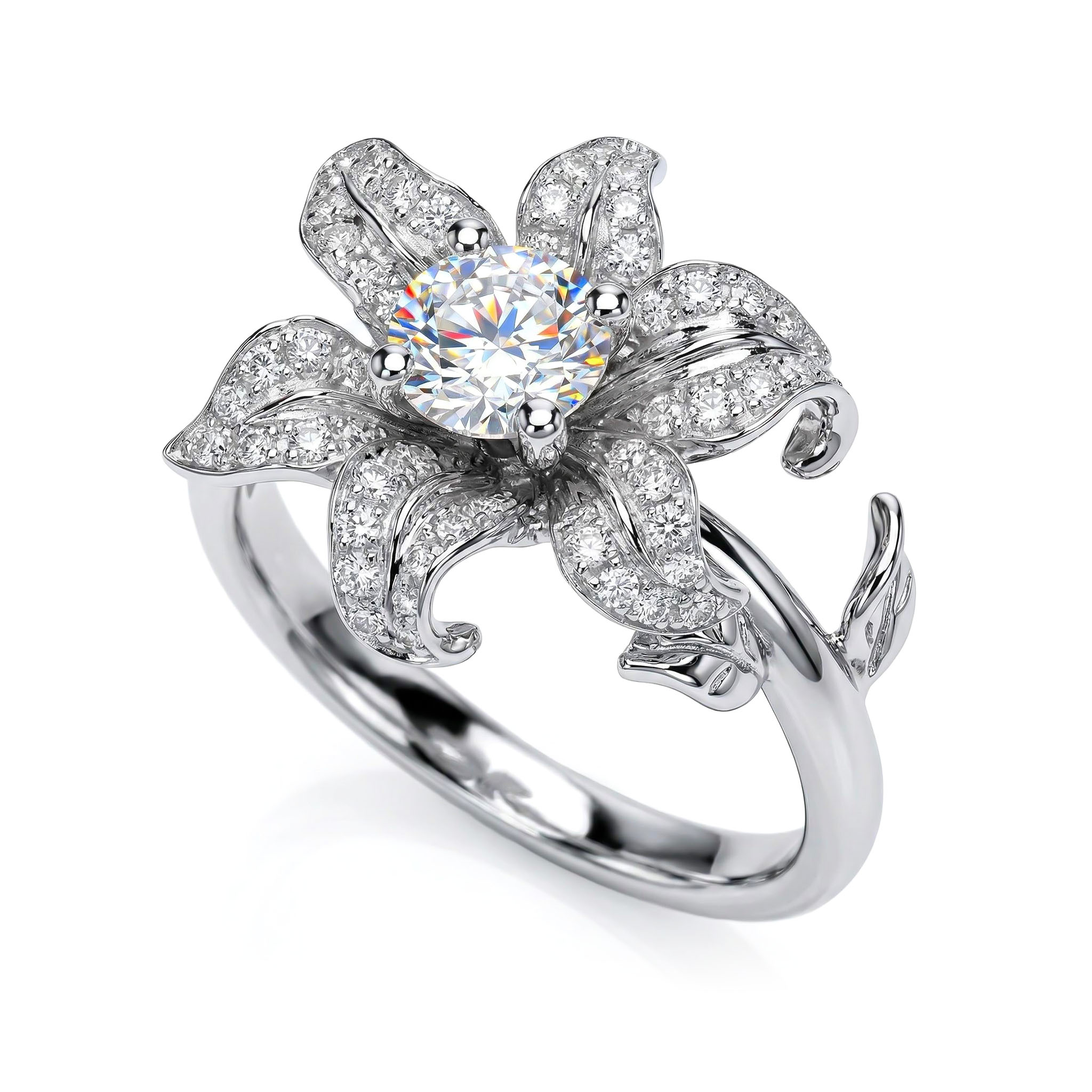 0.77ct. tw. Diamond lily Open Ring