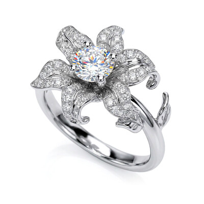 0.77ct. tw. Diamond lily Open Ring