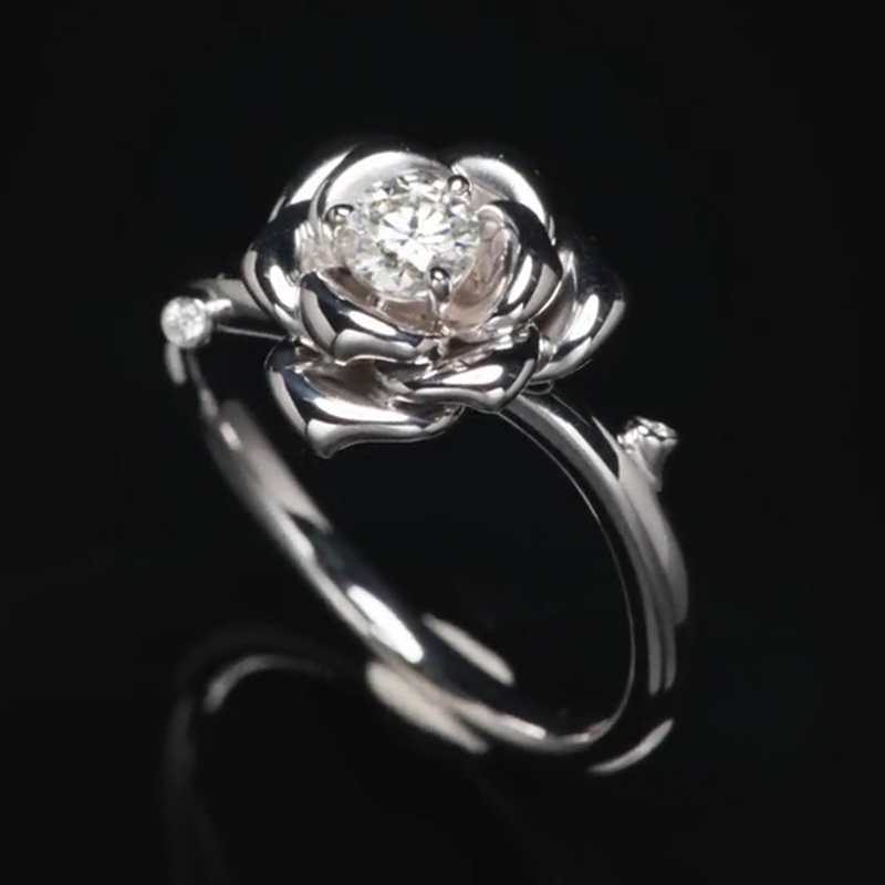 Diamond Camellia Ring