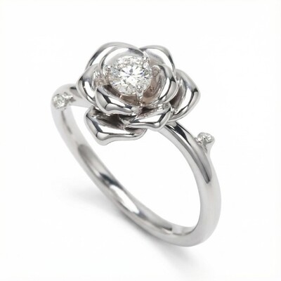 Diamond Camellia Ring